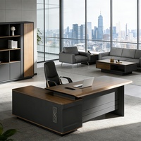 Commandez un ensemble complet de mobilier de bureau de luxe turc, mobilier de bureau moderne en forme de L, placage PVC, bureau de direction.