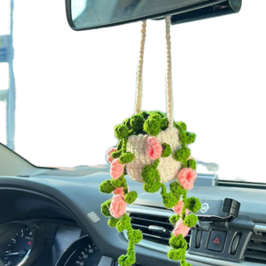 Décoration florale miniature <span class=keywords><strong>de</strong></span> haute qualité pour voiture, suspendue, crochet automobile, crochetage au crochet, <span class=keywords><strong>pot</strong></span> <span class=keywords><strong>de</strong></span> fraises, plante pour pendentif <span class=keywords><strong>de</strong></span> voiture - Product Image 1