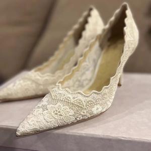 Wholesale 2026 new style sexy and elegant luxury lace pointed-toe stiletto open-work embroidered <b>net</b>-sheath high-heeled shoes - Product Image 5