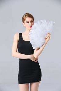 Éventail pliant blanc en <span class=keywords><strong>plumes</strong></span> de marabout pour femme, accessoire de costume, spectacle, thé, fête, danse, mariage, décoration de vacances - Product Image 6