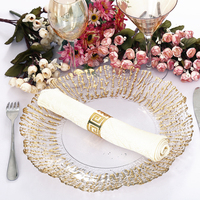 Assiette de Présentation Moderne en Verre Cristal Doré de 13 Pouces pour Restaurant et Mariage – Vente en Gros
