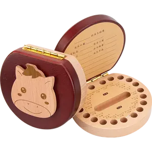Mainan kayu desain baru 2023 kumpulkan gigi kerajinan kayu kotak gigi bayi untuk anak-anak merekam kenangan tumbuh anak Anda