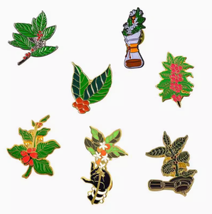 Diseño libre Latte Art Logo café flores esmalte pines esmalte suave Aleación de Zinc hierro Metal artesanía pines <span class=keywords><strong>encanto</strong></span> pinos para la venta - Product Image 3