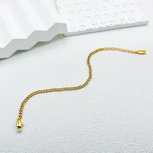 <span class=keywords><strong>Chaîne</strong></span> cubaine EManco 3MM plaquée or pour femme, chevillères en acier inoxydable avec <span class=keywords><strong>grande</strong></span> boucle mousqueton réglable, bijou <span class=keywords><strong>de</strong></span> pied, cadeau - Product Image 5