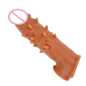 남성용 액체 입자 실리콘 슬리브 지연 콘돔 가시 긴 두꺼운 착용 성인 제품 딜도
