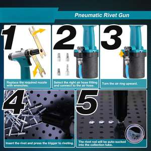 Kit de pistolet à riveter <span class=keywords><strong>pneumatique</strong></span> Outil de <span class=keywords><strong>riveteuse</strong></span> hydraulique à air robuste avec 200 rivets pour réparation automobile - Product Image 4