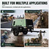 Compresseur d'air rotatif portable Sullair 185 CFM, alimenté par un moteur diesel, pour la construction et les mines, Compresseur Sullair