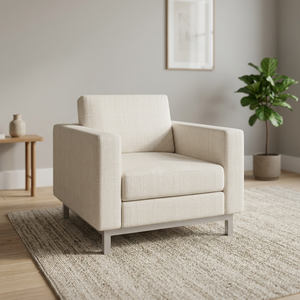Canapé simple moderne avec accoudoirs carrés, dossier rigide, revêtement en tissu, rembourrage en mousse, pieds en métal pour salon, mobilier de maison - Product Image 5