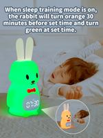 Jam Alarm LED Lampu Malam Kelinci Kontrol Sentuh Baterai untuk Anak-anak Lampu Tidur Latihan Tidur