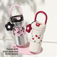 Mug isotherme en acier inoxydable 316L pour femmes, portable avec poignée, style Instagram, haute esthétique