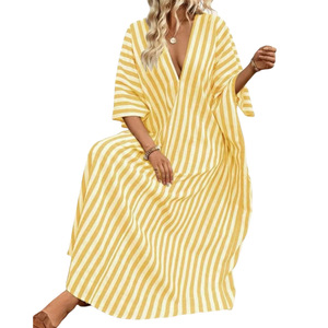 Vestidos Africanos de Verano para Mujer, Nueva Colección, a la Moda, Holgados, Casuales, con Cuello en V, a Rayas, Largos, para Vacaciones - Product Image 6