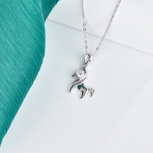 Collier en argent sterling S925, cheval porte-bonheur, bijoux, pendentif en moissanite de style niche, année du zodiaque, année du cheval, chaîne de clavicule pour femmes - Product Image 3