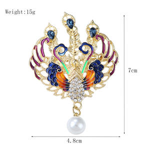 Broche en alliage plaqué or motif paon, bijoux de mode, cadeaux pour fêtes et banquets, badges pour vêtements, décoration vestimentaire pour femme - Product Image 6