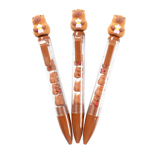 O & Q Kawaii penne a sfera con Design carino Capibala penne a inchiostro nero e blu 0.7mm penne a spinning in plastica stazionario per ufficio e regalo scolastico - Product Image 1