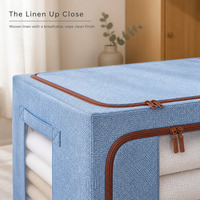 Boîte de rangement pliable en tissu avec fenêtre transparente 50x40x33cm, organiseur de vêtements pour chambre, armoire, placard, dortoir, buanderie