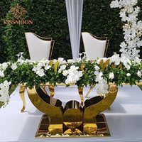 Table de mariage rectangulaire de luxe en marbre avec plateau en acier inoxydable, étanche et miroir, pour banquets et hôtels, location de mobilier