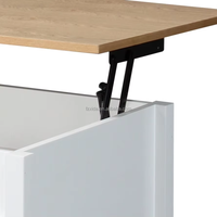 Table basse moderne extensible et pliable avec plateau en bois durable, couleur bois + blanc, entièrement assemblée, tiroirs de rangement cachés, pour salon
