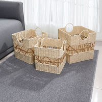 Cesta de Almacenamiento Tejida con Cuerda de Papel Ecológica Personalizable, Diseño Moderno y Minimalista para Sala de Estar, Dormitorio, Lavandería