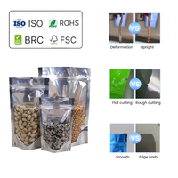Sachet Doypack en aluminium recyclable en usine, face transparente, dos argenté, avec fermeture éclair, pour chips, sucre, gelée