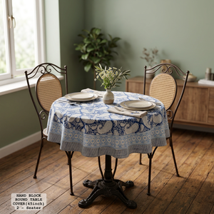 Best Quality Hand Block Printed Round <b>Table</b> <b>Cover</b> 45 Inch Linen Cotton Floral Pattern Classic Style Washable Home Use - Product Image 3