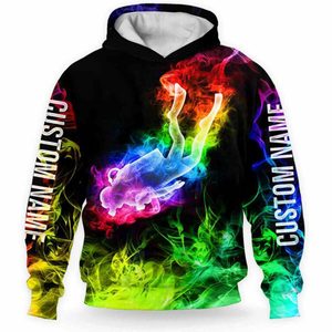 Envío Directo Unisex Scuba Diver colorido humo nombre personalizado 3D Sudadera con capucha con estampado de buceo para uso diario Otoño Invierno para buceo - Product Image 2