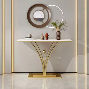 <span class=keywords><strong>Table</strong></span> <span class=keywords><strong>console</strong></span> moderne haut de gamme Dessus en marbre Cadre en métal noir <span class=keywords><strong>Table</strong></span> d'entrée de salon élégante - Product Image 5