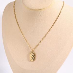Collier pendentif corps et visage en acier inoxydable plaqué or 18 carats, motif vague d'eau, vente en gros - Product Image 2