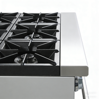 Cuisinière à gaz commerciale avec four, 6 brûleurs, intégrée, en acier inoxydable robuste, pour hôtel, restaurant, équipement de restauration