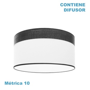 Pantalla colgante de 50x50x22 cm en blanco y madera negra con difusor, ideal para iluminación decorativa en hogares y oficinas. - Product Image 1