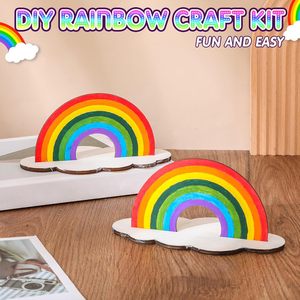 Наборы для рисования радуги и детские творческие наборы DIY - Деревянные наборы для росписи с лазерной резкой для создания красочных радужных украшений - Product Image 4