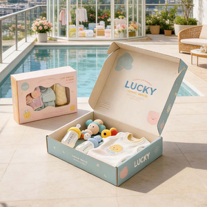 Caja de Regalo Personalizada <span class=keywords><strong>para</strong></span> Recién <span class=keywords><strong>Nacidos</strong></span>, Caja de Regalo <span class=keywords><strong>para</strong></span> Bebés con Empaque de Papel <span class=keywords><strong>para</strong></span> Manta de Algodón, Sonajero, Juguete de Peluche <span class=keywords><strong>para</strong></span> Hitos - Product Image 1