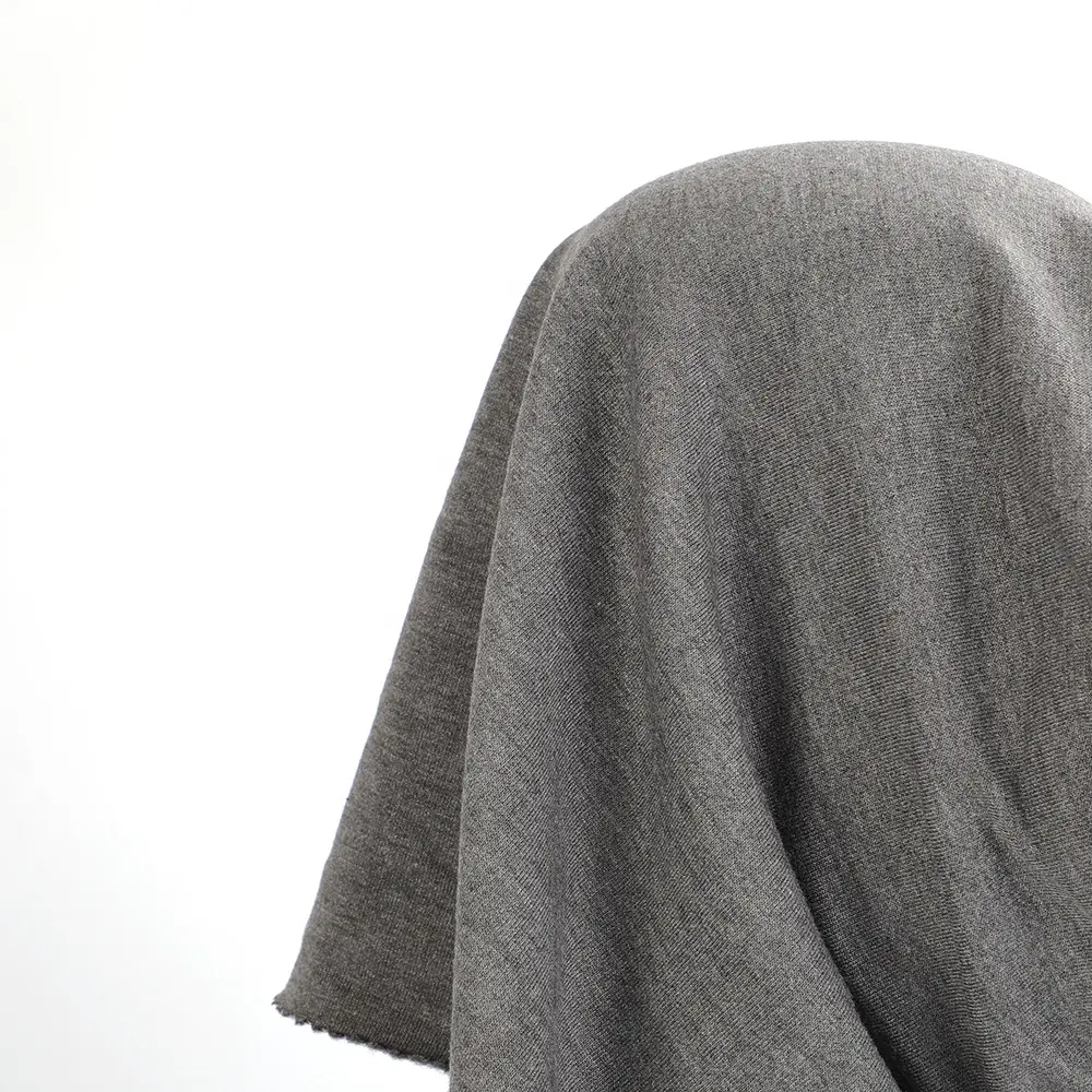 Tissu à capuche thermique tricoté gris en peluche solide, 65% Polyester 30% rayonne spandex, 320GSM