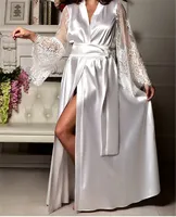नई महिलाओं सांस आकस्मिक वि गर्दन रेशम पोशाक रात की पोशाक सेक्सी फीता बज गाउन Nightgown नाइटवियर