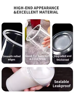 Thân Thiện Với Môi Biểu Tượng Tùy Chỉnh Cốc Nhựa Dùng Một Lần Rõ Ràng Hình Chữ U Nắp 9-22Oz Tường Đơn Mờ Ly Cho Món Tráng Miệng Cà Phê Trà Sữa - Product Image 5