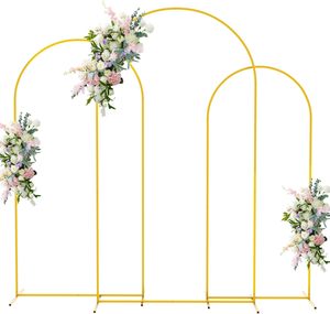 Gold Metal Wedding Arch Balloon <b>Backdrop</b> <b>Stand</b> Arched Frame for Ceremony Birthday Party Anniversary Graduation Decoration - Product Image 1