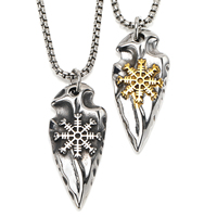 Collier pendentif géométrique bouclier Viking nordique avec chaîne en acier inoxydable plaqué or bijoux unisexe pour hommes