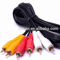 Câble audio/vidéo SCART 21 broches vers 3 RCA blanc, rouge, jaune avec connecteurs nickelés entièrement câblés