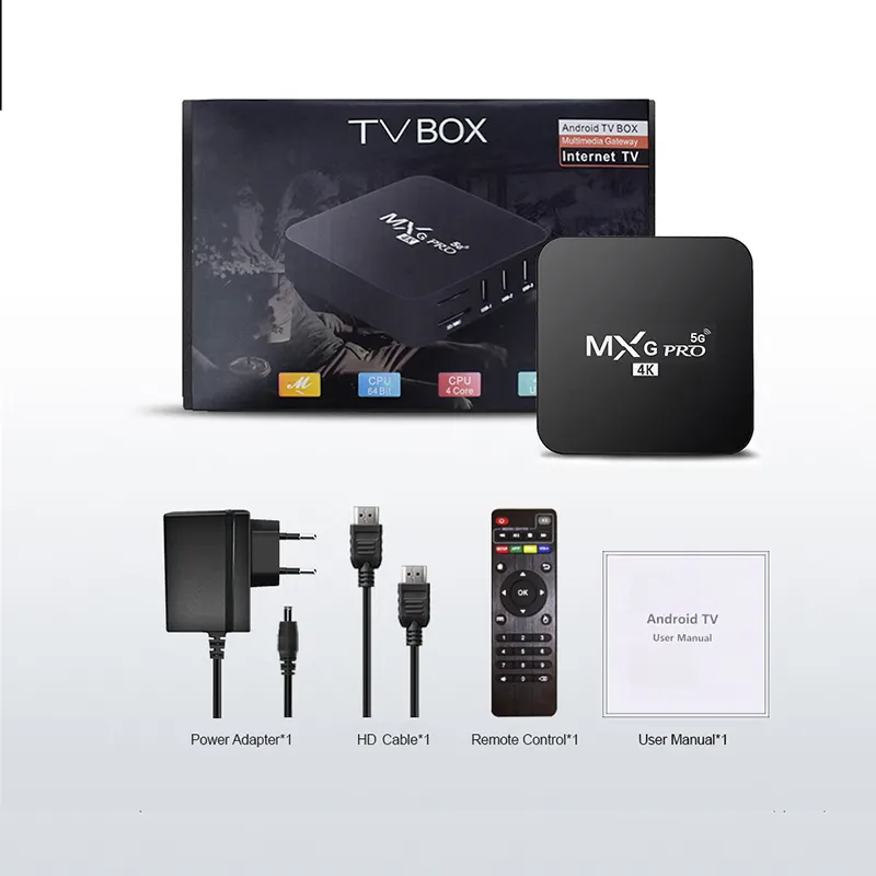 Custom OEM High Quality MXG PRO 1GB 8GB 2GB 16GB RK3229 5G WIFI Set Top TV Box Android 4K Smart Tvbox