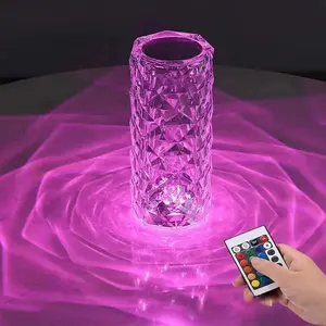 Sıcak 16 renk değiştirme Rgb dokunmatik lamba Led gül kristal masa lambası Usb romantik Led gül kristal masa lambaları yatak odası oturma