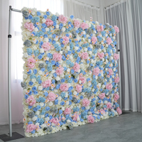 Dinding Bunga Gulung Grosir 8ft X 8ft Dinding Bunga Mawar Sutra Buatan Warna Pink Mewah Dekorasi Dinding Bunga Latar Belakang
