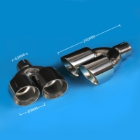 Escape de 3,5 "modificado de acero inoxidable, silenciador de doble salida, punta de escape en forma de Y, garganta de cola de escape