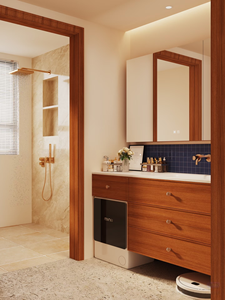 <span class=keywords><strong>Mueble</strong></span> <span class=keywords><strong>de</strong></span> <span class=keywords><strong>Baño</strong></span> Flotante Modular XINGRUO con Acabado <span class=keywords><strong>de</strong></span> Madera Retro, Ranura Integrada <span class=keywords><strong>para</strong></span> <span class=keywords><strong>Lavadora</strong></span> <span class=keywords><strong>y</strong></span> <span class=keywords><strong>Lavabo</strong></span>, <span class=keywords><strong>para</strong></span> <span class=keywords><strong>Baño</strong></span> Principal - Product Image 3