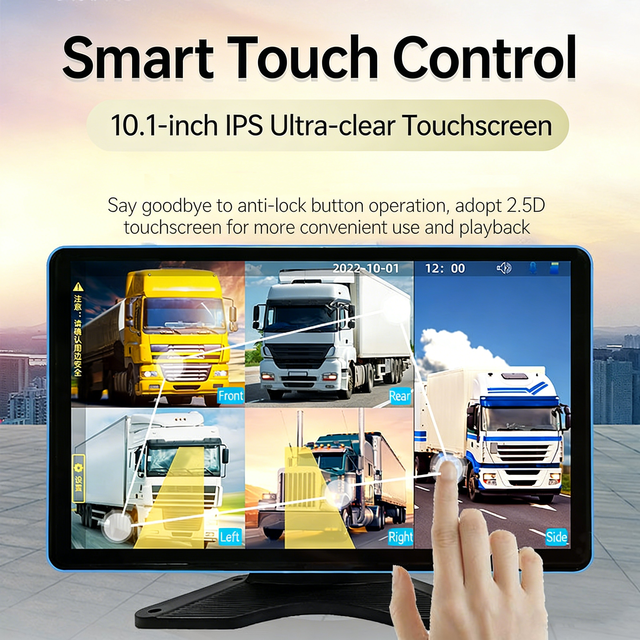 360 Degree Panoramic 5-6 Channel DVR 24V 1080p HD Night Vision Touch Split Screen for Truck Van Fleet Safety