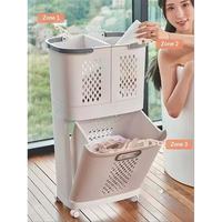 Organisateur de vêtements et de linge domestique mobile en plastique PP, double roulettes, écologique, léger, durable, moderne, blanc, carré