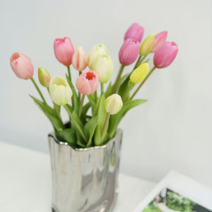 Flores <span class=keywords><strong>de</strong></span> Tulipán Artificiales <span class=keywords><strong>de</strong></span> PVC con Tacto Real, Tulipanes Multicolores Rosa, Rojo y Morado para Ramos <span class=keywords><strong>de</strong></span> Novia, Decoración del Hogar y Oficina - Product Image 1