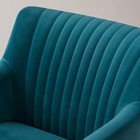 Fauteuil d'appoint moderne en velours avec dossier plissé vertical, chaise longue rembourrée pour la maison et l'hôtel