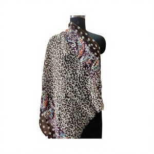 Elegant Luxurious Long Indian Silk <b>Wool</b> Scarf Intricate Embroidery Hand-Painted Floral Design Women's Fashion Traditional Shawl - Product Image 2