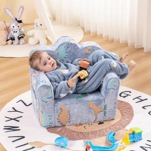 Sofá Infantil de Peluche con Forma de Nube que Brilla en la Oscuridad, Sillón de Lectura para Niños Pequeños con Funda Lavable y Asa de Transporte para Niñas y Niños - Product Image 3