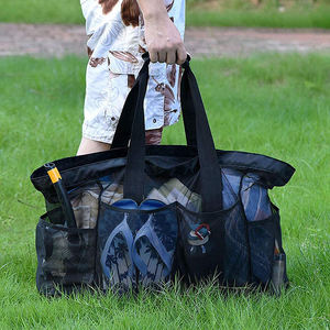 Sac de plage portable multi-poches tendance été, grand format, en Lycra résistant avec filet pour serviettes, jouets et sous-vêtements - Product Image 2