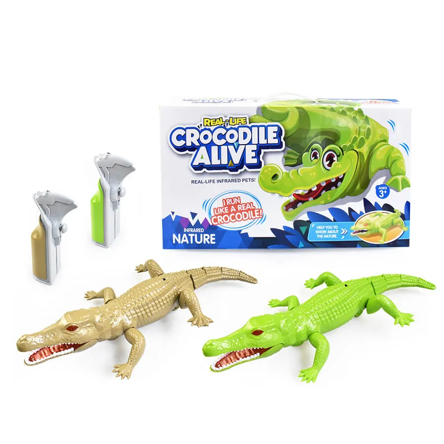 Brinquedo engraçado rc de controle remoto, brinquedo de crocodilo elétrico para crianças